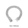 Conjunto de Colar e Pulseira Cubanos em Liga Metálica com Fecho de Dente de Dragão de Diamante de Fileira Única de 12mm, Joias Populares de Hip-Hop na Europa e América, Fornecimento Transfronteiriço