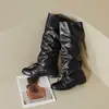 Botas Retro Acordonadas con Pliegues, Puntera Cuadrada, Diseño Único, Tacón Grueso, Cómodas de Media Caña, Estilo Holgado, 2026