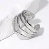 Anillo de Acero Inoxidable Europeo y Americano Transfronterizo para Mujer, Abierto, No se Desvanece, Goteo de Aceite, Simple, Moderno y Personalizado, Joyería para Mano de Mujer