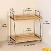 Estante de Almacenamiento de Escritorio de Madera Spot Estante Organizador de Especias de Cocina Combinación de Hierro y Madera Estante de Almacenamiento de Doble Capa para Café y Té