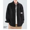 Jaqueta de Trabalho para Homens, Estilo Primavera e Outono, Cardigan Solto Retrô Estilo Americano, Blusa Casual, Camisa Lisa de Cor Sólida com Gola Reversível para Homens