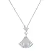 Versión Alta Collar Tanabata Falda Pequeña Cadena Clavícula Colgante en Forma de Abanico Full Circonita Lujo Ligero Sentido de Gama Alta Estilo Venta en Vivo