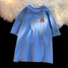 Camiseta de algodón de media manga, novedad de verano 2024, de manga corta, para hombre y mujer, de marca de moda, holgada, combinable, para mujer.
