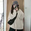 Sudadera con capucha unisex gris de peso pesado, cuello redondo, versátil, talla grande, top holgado, moderno, nuevo Otoño/Invierno 2026