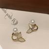 Brincos de Laço Amor Koreanos Moda Feminina Simples Nicho Flor de Diamante Brincos de Pérola Pino 925 Prata