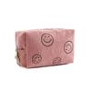 Bonita bolsa de pana con diseño de emoticonos para cosméticos, para viajes, para lápiz labial, base de maquillaje, bolsa de almacenamiento con forma de corazón para personas perezosas.