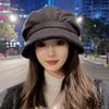 Sombrero de Mujer Otoño e Invierno Red Celebre Tres en Uno Boina de Pescador Japonés Felpa Engrosado Cálido Montón Gorra Octagonal Moderna