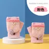 Guantes de Celebridad de Internet Transfronterizos, Guantes de Invierno de Felpa de Medio Dedo con Cubierta Plegable Calientes sin Dedos de Piel Sintética de Visón Tejidos para Estudiantes y Niños