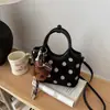 Bolso de Mano Vintage de Ante con Lunares 2026 para Mujer, Bolso Tote con Anillo Redondo, Bolso de Hombro y Cruzado Versátil