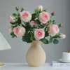 Flor artificial de alta calidad tela de seda de alta calidad flor artificial decoración del hogar flor boda color de primavera cuatro horquillas múltiples cabezas rosa Xuan Ya