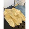 Camisa con Lazo Amarillo Dopamina para Mujer Top Diseño de Gente Pequeña Nicho Único Súper Hermoso Hermosa Camisa Pequeña