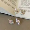 Brincos de Borboleta com Gotejamento de Tinta Rosa, Zircônia e Pérola para Mulheres, Delicados e Estilosos, Brincos da Moda e Versáteis