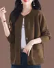 Cardigã Suéter de Gola Redonda para Mulheres 2025 Outono e Inverno Novo Estilo Simples e Versátil Solto e Estiloso Jaqueta de Suéter Tricotada Solta Roupa Externa