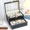 Al por mayor de fabricantes 6 10 12 24 Caja de reloj de cuero Beige Flanela con Ventana de Cristal Exhibidor de Relojes