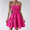 Vestido Top de Tubo de Textura Versátil de Color Puro Delgado con Cuello de Línea Única de Verano para Mujer Transfronterizo de Amazon Europeo y Americano 2025