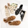 Sandalias Bohemianas para Mujer, Nuevo Estilo de Verano, Tejido Simple con Tira Cruzada y Cierre de Cremallera Trasero, Zapatos de Playa Romanos para Mujer 1477-7