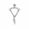 Pendientes de Acero Inoxidable con Colgante de Cadena de Venta Caliente Transfronteriza, Pendientes de Fondo Plano con Rosca Interna, Tachuelas para Cartílago, Joyería para Piercings al por Mayor