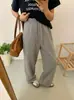 Calças largas de cintura alta, corte relaxado, com cordão na cintura, para mulheres, soltas e estilosas, emagrecem, calças casuais, calças com cordão bidirecional