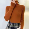 Suéter de cuello alto para mujer, nueva colección otoño/invierno 2026, capa base de manga larga ajustada, camiseta base de punto de lana sintética