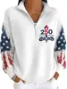 Sudadera cruzada con media cremallera y cuello medio alto, top casual para mujer conmemorativo del 250 aniversario de EE. UU., comercio exterior, Amazon Europa y América