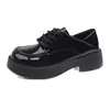 Zapatos de cuero para mujer estilo británico de suela gruesa, nuevo modelo de otoño 2026, adecuados para combinar con faldas, con cordones, zapatos de vestir de doble uso, mocasines negros
