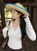La popular y explosiva ropa de mujer de este año Otoño 2026 Nueva Camiseta Básica de Color Sólido Única Retorcida Top de Manga Larga