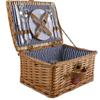 Cesta de Piquenique Dupla Clássica com Listras Feita Sob Medida para Comércio Exterior Cesta de Presente de Rattan Tecida à Mão para Armazenamento de Frutas e Verduras