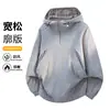 Sudadera Americana Personalizable Estampada para Hombre, Moda de Calle Alta Primavera y Otoño Cárdigan con Capucha Holgado Chaqueta de Manga Larga