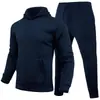 Conjunto Casual Europeu e Americano de Duas Peças para Outono/Inverno 2023, Masculino e Feminino, Cor Sólida, Tamanho Europeu, Moletom Solto e Calça de Moletom para Homem