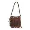Nova bolsa tiracolo feminina com franjas transfronteiriça, bolsa de ombro versátil de grande capacidade, moderna, simples e única para garotas da moda