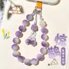 Cadena de Teléfono con Cuentas Redondas de Colores y Raíz de Bodhi para Mujer, Lindo Llavero de Gato de la Suerte Anti-Pérdida para Teléfono, Colgante Llavero para Bolsa