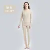 Traje térmico de terciopelo de doble cara para mujer, conjunto fino con forro polar, top térmico grueso de cuello redondo, mallas ajustadas largas
