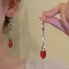 Pendientes Rojos de Año Nuevo, un Conjunto de Pendientes de Flor de Carrillón de Viento Afelpados, Pendientes de Borla de Boda de Año Nuevo de Alta Gama para Mujer