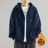 Moletom Cardigan Pesado Masculino Marca Americana Tendência Primavera e Outono Roupas Masculinas Tops de Casal Jaqueta de Outono Casaco com Capuz