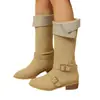 Novas botas de cowboy western versáteis 2026, botas de montaria de verão com salto grosso bordadas acima do joelho, botas de cavalo de bico fino de cano médio, disponíveis em tamanhos grandes