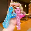 Lindo Llavero Transparente Estilo Ins Flor Femenina Colgante de Cristal Llavero de Helado Accesorios de Joyería Flotantes