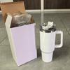 Nueva Taza de Coche Térmica de Acero Inoxidable de Doble Capa al Vacío de 40 oz en Blanco Recubierta para Sublimación con Popote