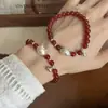 Pulseira Sino de Urso Prata Pura S999 Design de Nicho Pulseira de Ágata Vermelha Fofa Pulseira do Ano Animal para Mulheres