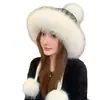 Bonito y Dulce Sombrero para Mujer, Caliente y Engrosado Gorro de Punto, Protección para las Orejas, Sombrero de Felpa con Bola de Pelo a Prueba de Viento, Elegante y Versátil Sombrero de Lana