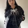 Novo Cardigan com Capuz Transfronteiriço Europeu e Americano Estampa de Aranha Dark Gótico com Zíper Completo, Caimento Solto, Jaqueta Moletom de Marca Moderna Unissex