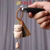 Ciprés Rojo Madera de Haya Talla Gatito Juguetón Colgante de Llave Mochila de Pareja Yiming Xianyuan Colgante Decorativo