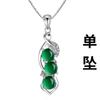 Colar pingente de feijão de calcedônia verde quatro estações 925 estilo étnico tradicional colar de ágata pingente feminino incrustado versátil