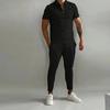 Traje Deportivo de Polo de Manga Corta para Hombre, Transfronterizo Europeo y Americano, para Exteriores, Conjunto de Dos Piezas con Pantalones Largos Ligeramente Elásticos de Verano de Alta Gama