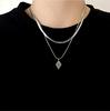 Collar de Acero de Titanio de Doble Capa con Cruz Romboidal de Estilo Frío Europeo y Americano Ins Nicho Elegante para Hombres y Mujeres Cadena Clavicular de Moda Hip-Hop