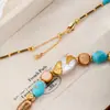 Set de Collar y Pendientes de Piedra Natural Exótica y Perlas, Pendientes y Accesorios de Collar de Lujo Ligero Original de Nicho con Artesanía Fina para Mujer