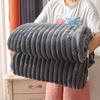 Manta de Doble Capa Rayada Transfronteriza Temu con Ribete a Juego, Manta de Franela para Otoño e Invierno, Engrosada para Calidez, Manta para la Siesta