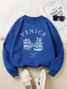 Sudaderas con Patrón de Lugares de Venecia Italia para Mujer Cuello Redondo Ropa Hip Hop Holgadas Casuales Sudaderas de Manga Larga Múltiples Colores