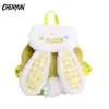 Mochila de Conejo para Niña Estilo Nuevo 2026 Bloques de Color Otoño e Invierno Bolso Cruzado Peludo Lindo Mochila de Peluche con Orejas Grandes
