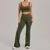 Conjunto de Yoga Transfronteiriço com Sutiã e Calça Flare, Roupa Fitness Justa de Secagem Rápida, Conjunto Esportivo para Corrida 25010+9089