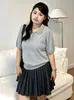 Blusas casuais femininas plus size, camisas polo femininas, coleção primavera 2026, tricô versátil de manga curta com caimento solto para mulheres plus size